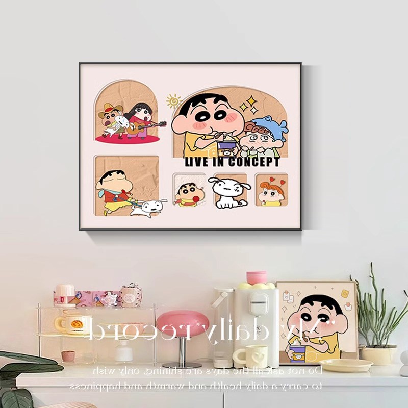 多巴胺蜡笔小新电表箱装饰画客厅配电箱盖板遮挡电闸盒总开关挂画