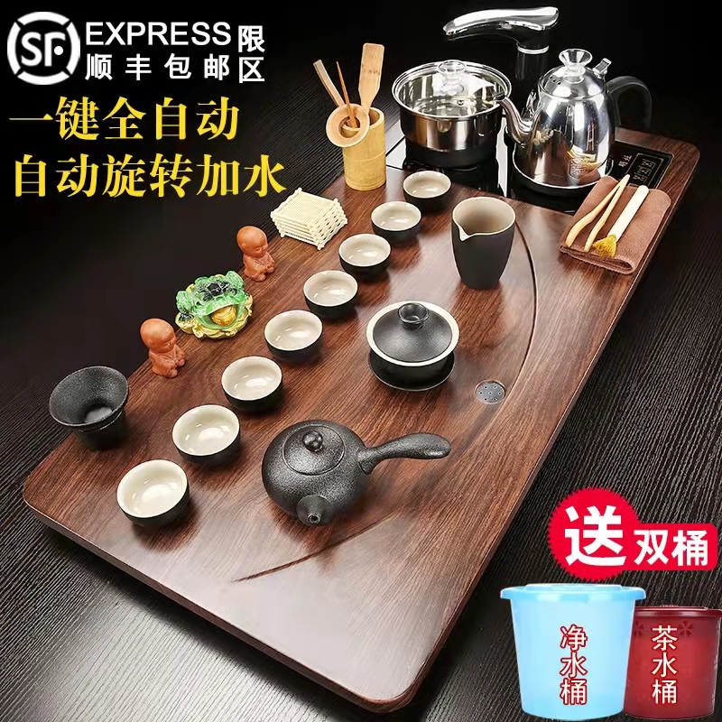 防烫全自动上水电热烧水壶茶具茶台嵌G入两用一台智能电磁炉泡茶