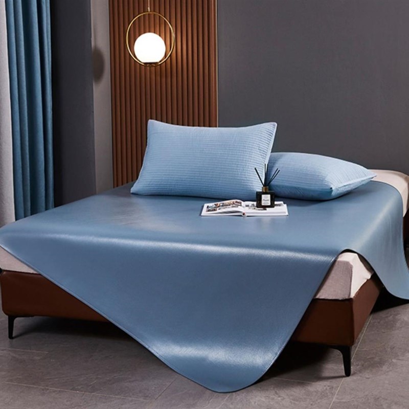 纯彩色头层牛皮凉席1.8米水牛x皮床垫1.5双单折叠彩绘真皮软席套