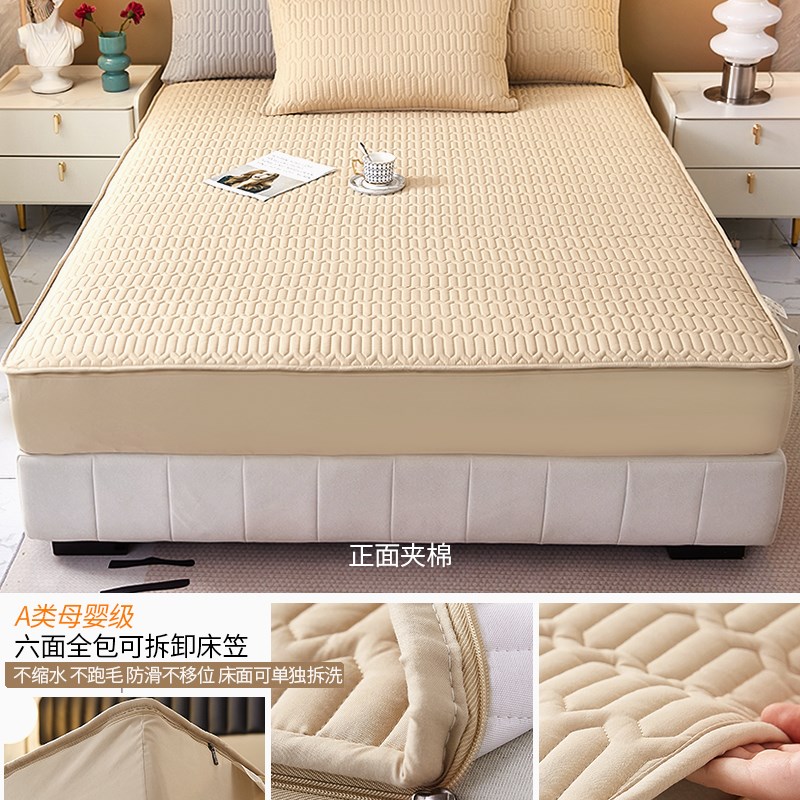 2023年新款六面全o包夹棉床笠罩席梦思床垫保护套罩冬季加厚防滑