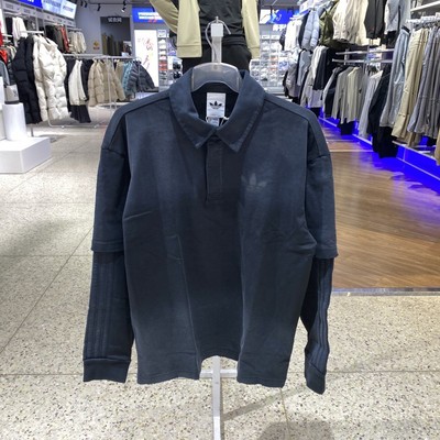 阿迪达斯男假两件长袖POLO衫