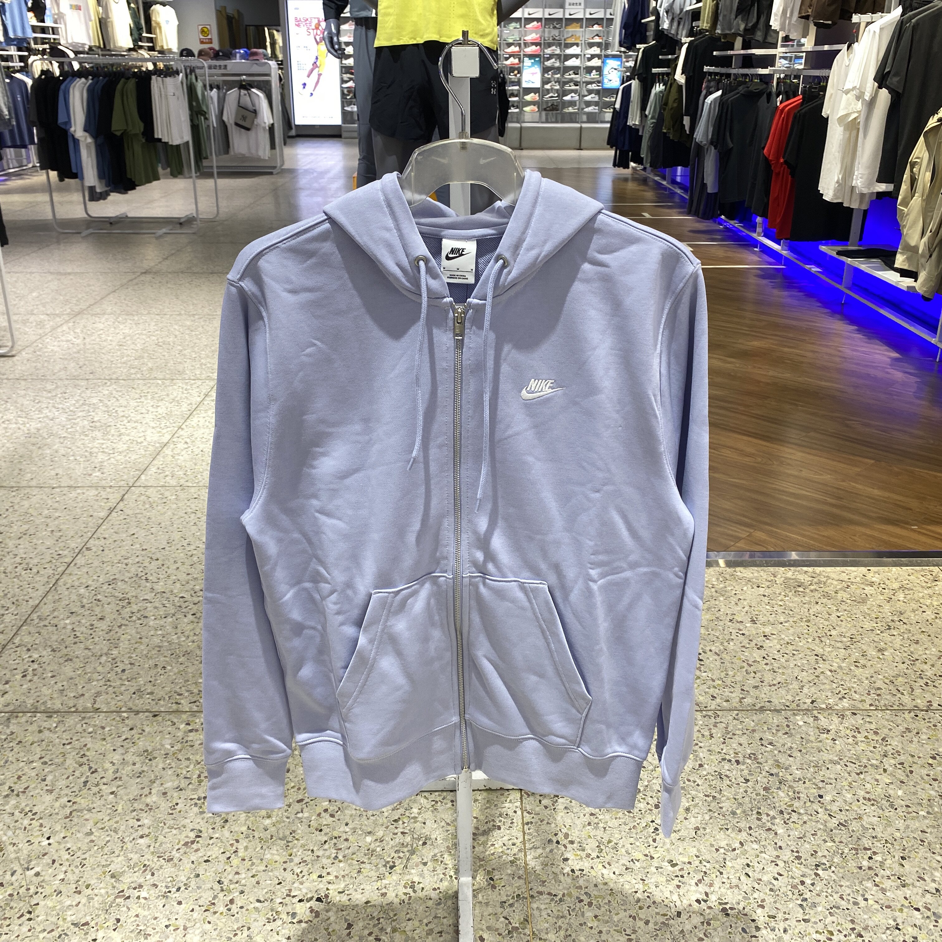 正品耐克NIKE男纯色刺绣LOGO连帽户外运动休闲针织夹克外套FN3885