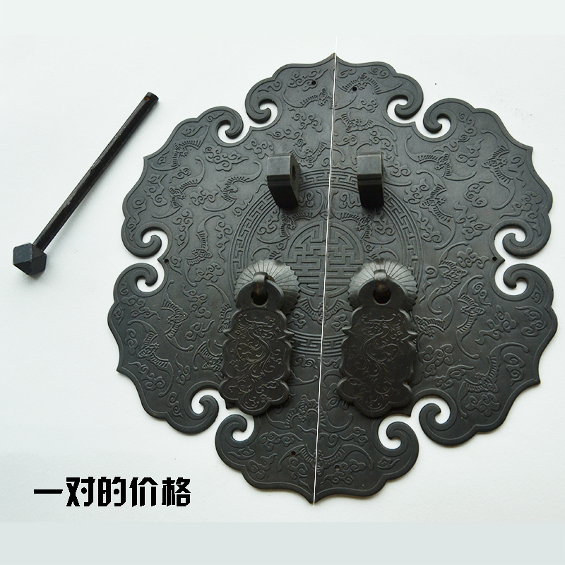 新款欧式实木家具衣柜门刻花纯铜拉手中式仿古黑色橱柜书柜铜把手