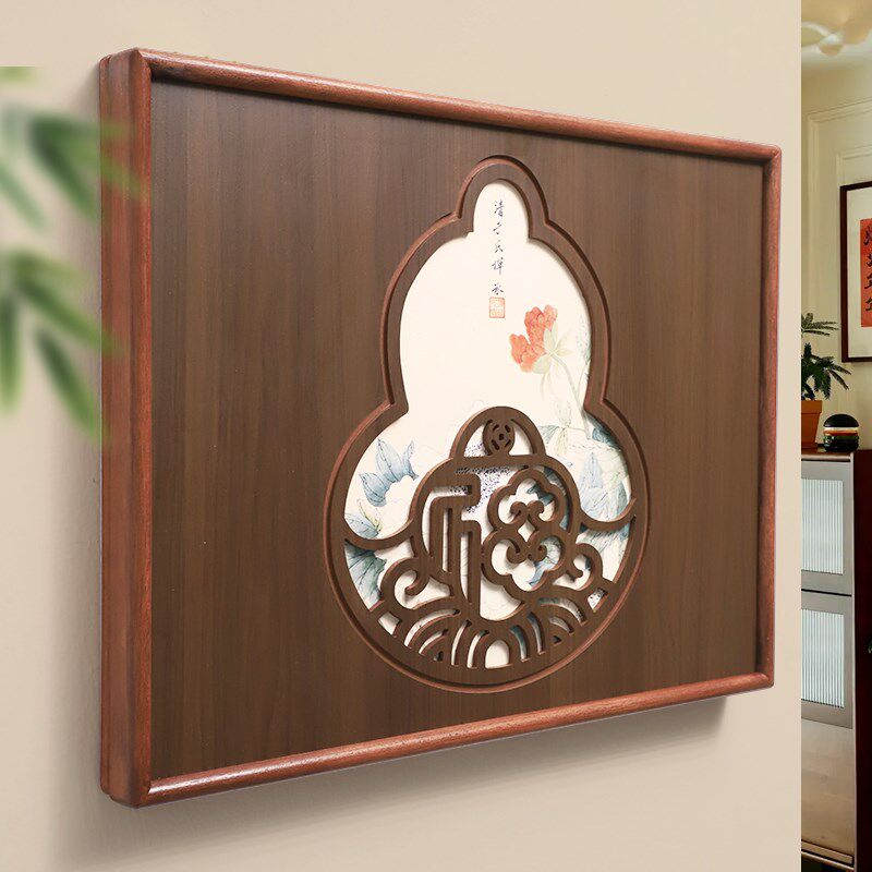 新中式实木电表箱盒遮挡装饰画2025新款镂空雕刻配电箱总开关挂画