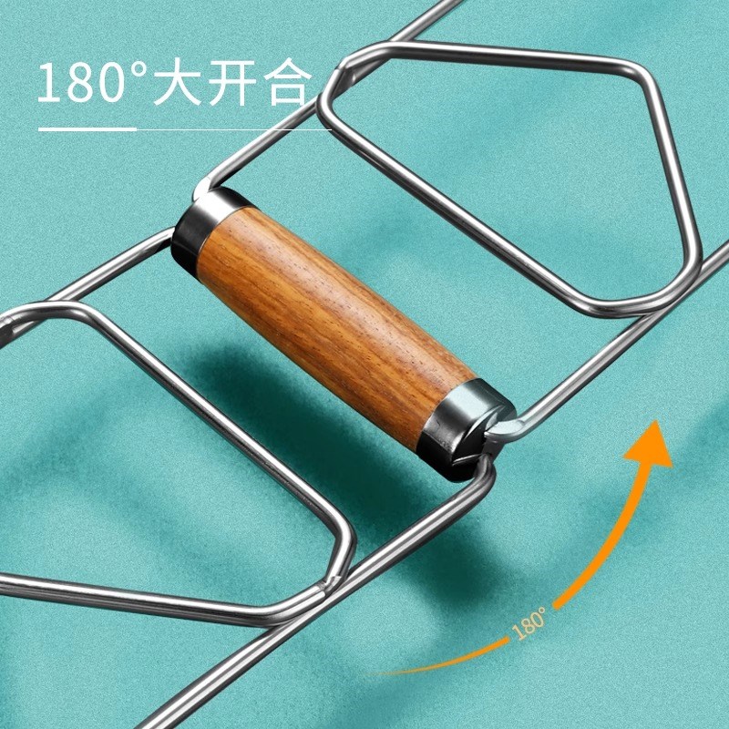 苏莱尔304不锈钢夹碗器厨房家用花梨木防烫加厚砂锅碗碟提盘夹