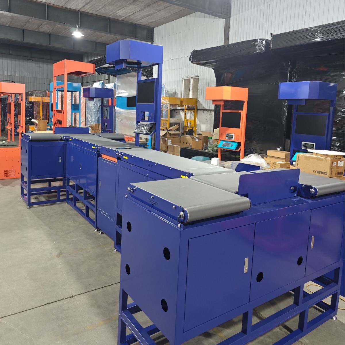 亚津DWS全自动称重扫码体积测量摆轮分拣 快递物流电商用 非标