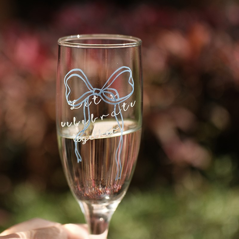原创蝴蝶结玻璃杯子香槟杯红酒杯甜酒杯家用氛围感高脚杯结婚礼物