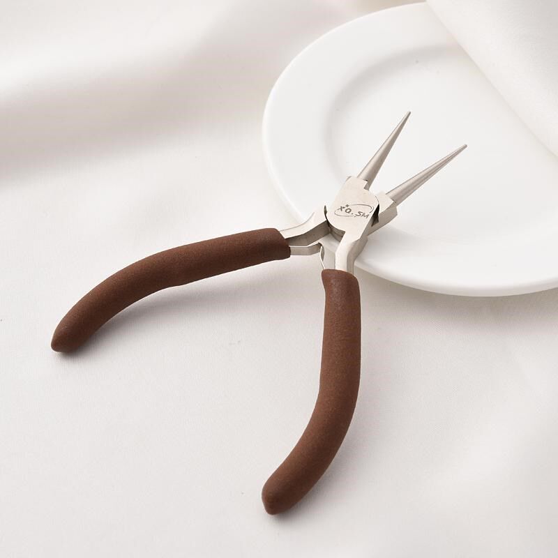 进口碳钢手工珠宝钳尖嘴圆嘴尖头钳弯嘴钳斜口剪钳手作diy绕线钳