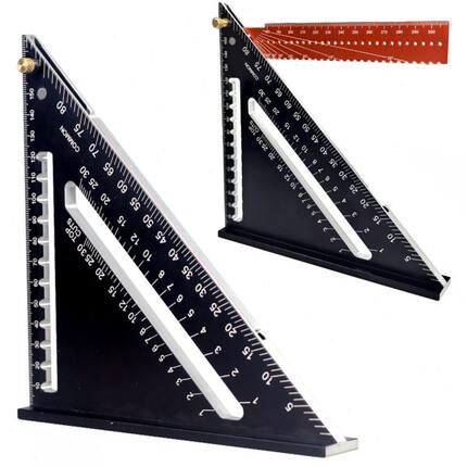 新款木工三角尺 可折叠带磁铁固定可调节角度7英寸铝合金三角板