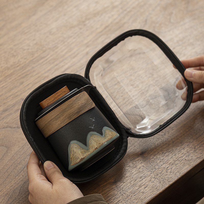 手绘文创快客杯便捷式一壶二杯陶瓷户外旅行茶具端午企业伴手礼品