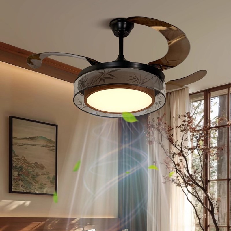 宋代美学饭厅风扇吊灯中式圆形客厅卧室饭店包厢禅意茶室气氛灯具