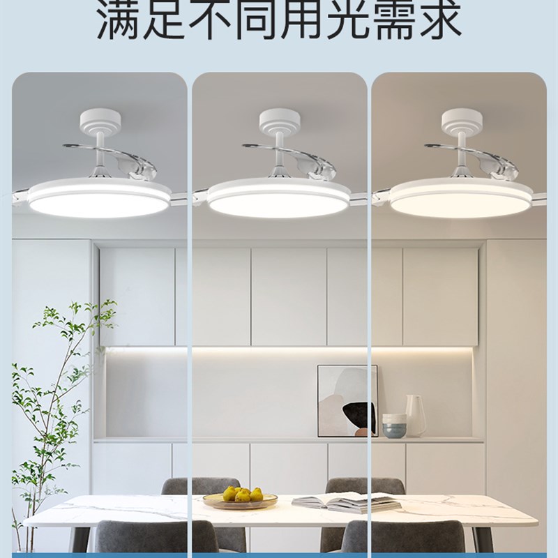风扇灯吊扇灯2024年新款卧室餐厅客厅电扇灯一体隐形静音中山灯具