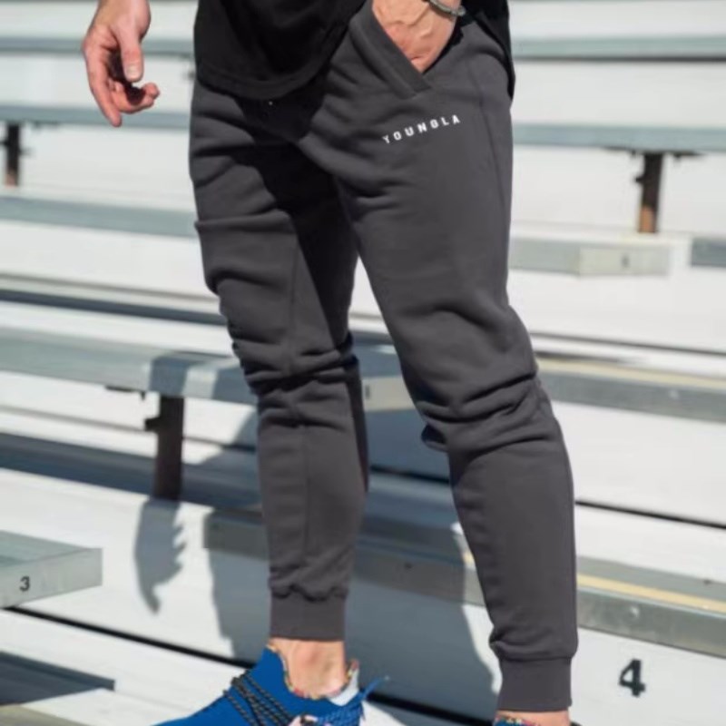 瑕疵处理 美式潮健身小脚卫裤男毛圈修身纯棉束脚长裤运动跑步