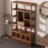 复古博古架新中式 茶柜置物架茶室氛围布置茶叶展示架多宝阁摆件架