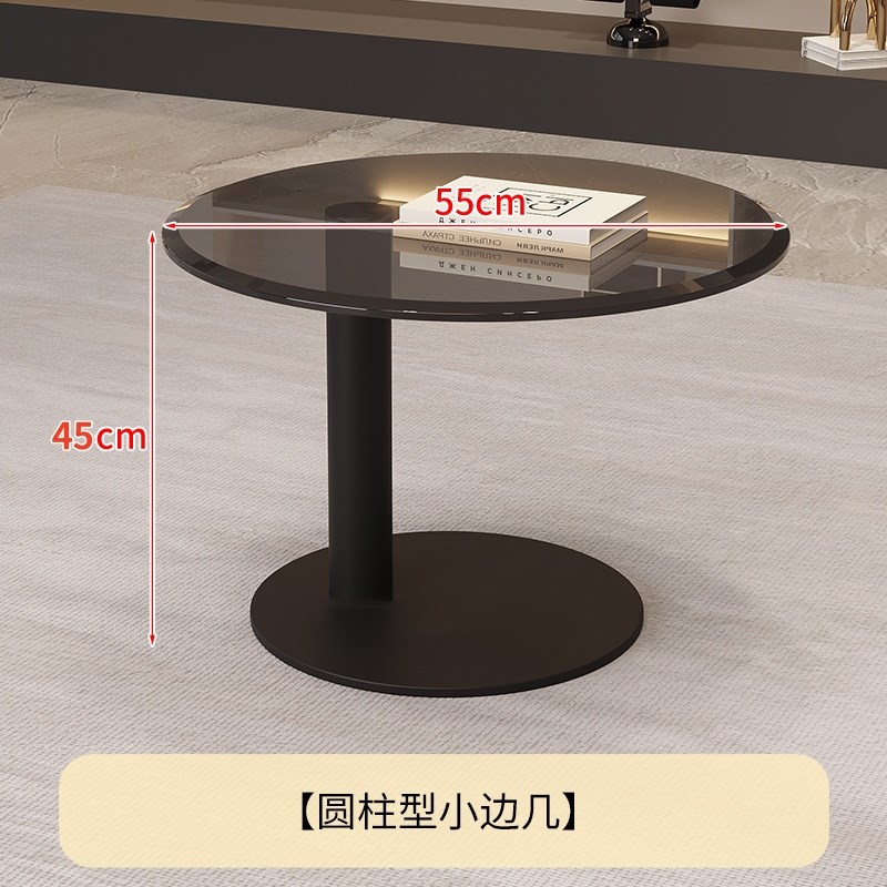 钢化玻璃茶几客厅沙发意式边几轻奢D现代简约高级极简方形创意角