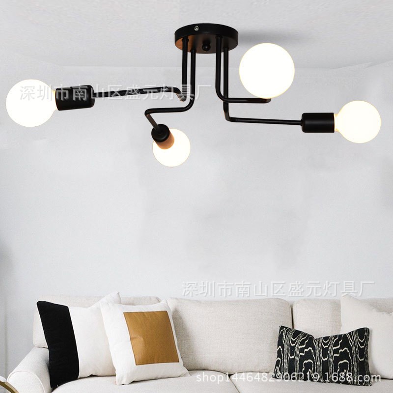 现代简约吸顶灯j餐厅客厅灯房间卧室创意个性酒吧过道异形弯管灯