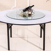 pvc圆台面酒店折叠大圆桌饭店10人12人20人商用桌多层板家用餐桌