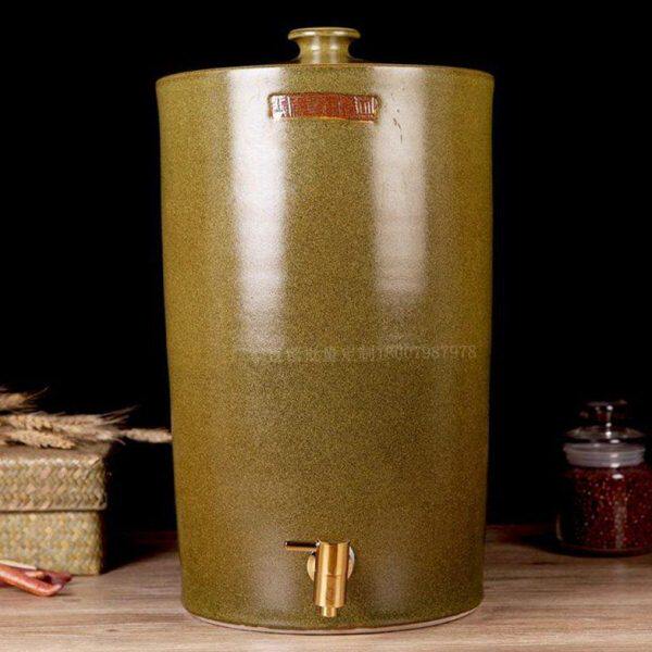带龙头油缸水缸陶瓷大号直桶茶叶茶饼储存罐厨房家用米缸密封储物