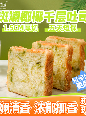 NKS新金城烘焙臻选斑斓椰香千层手撕黄油吐司片独立2片装懒人早餐