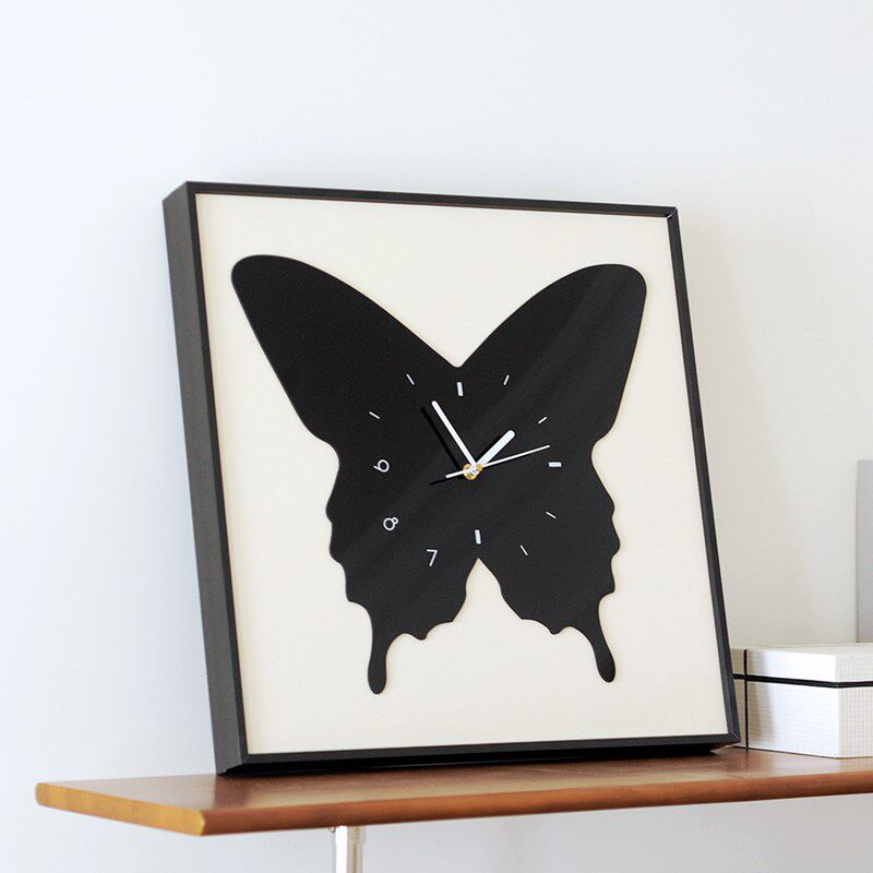 电表箱装饰画带钟表高级电表箱遮挡蝴蝶时钟静音免打孔玄关挂画