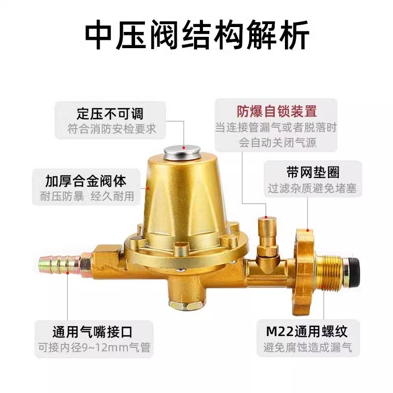 商用中高压阀煤气罐液化气猛火灶减压阀门中压安全新国标家用消防