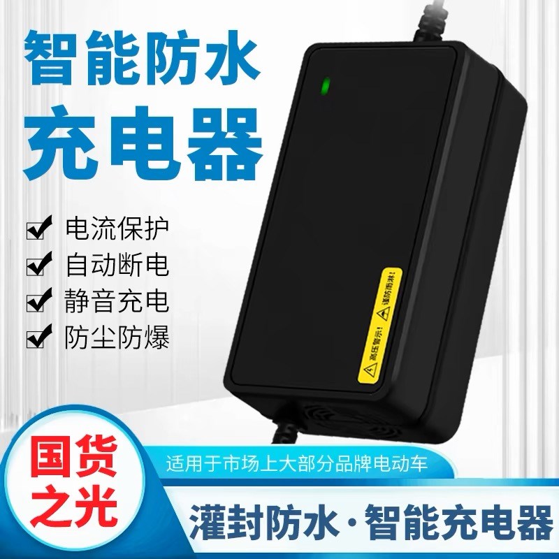 防水电动车电瓶充电器48V12AH20AH60V72伏爱玛雅迪台铃电车三轮车