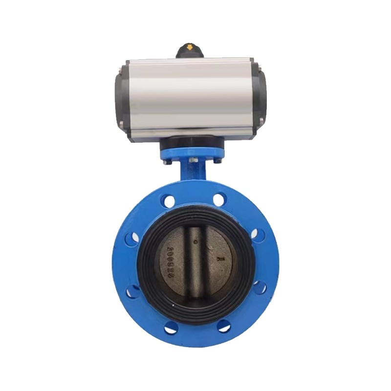 气动法兰蝶阀D641X-16软密封球墨铸铁不锈钢开关调节切断阀DN5065