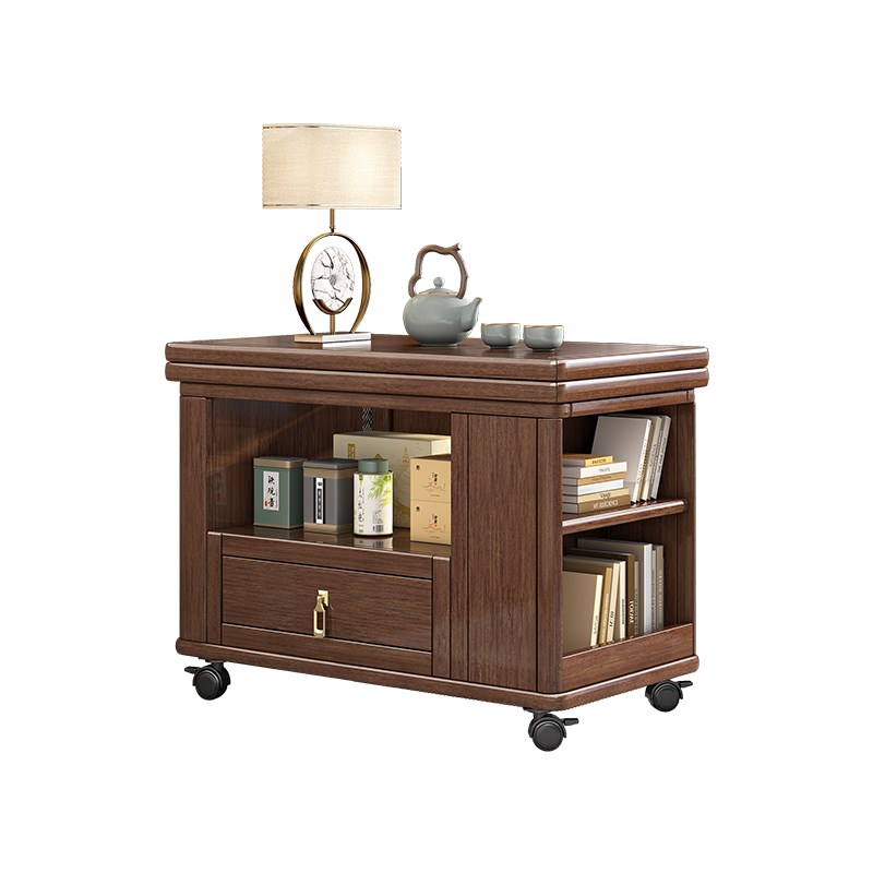 简约现代实木移动角几边几胡桃木小户型茶几沙发多功能储物折叠桌