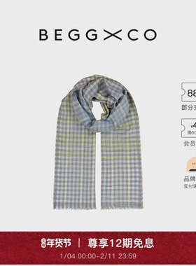 【新年礼物】Begg X Co Wispy男女同款纯羊绒淡彩色苏格兰围巾