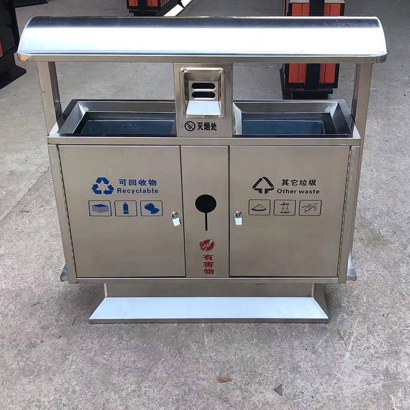 厂家12L户外垃圾桶果皮箱镀锌板小区双分类垃圾箱室外垃圾桶