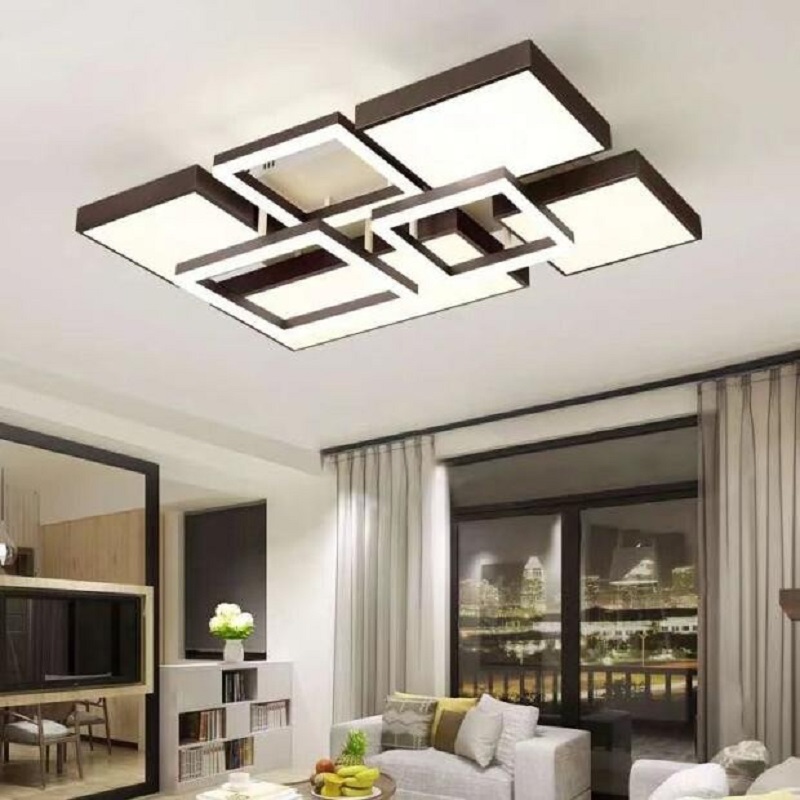 北欧咖啡款吸顶灯个性大气客厅B灯卧室灯时尚长方形大灯智能语音