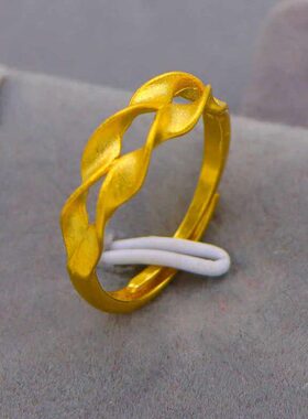 越南沙金麦穗活口戒指女仿黄金麻花戒子可调节送老婆生日礼物指环