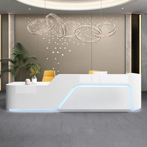 公司前台接待台创意烤漆收银台简约现代吧台办公桌咨询柜台迎宾台