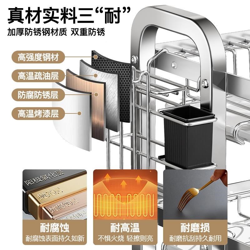 不锈钢碗碟收纳架厨房置s物架家用多功能放碗架碗筷碗盘沥水架碗