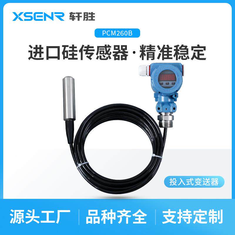 PCM260B投入式液位变送器4-20mA/RS485数显液位变送器传感器