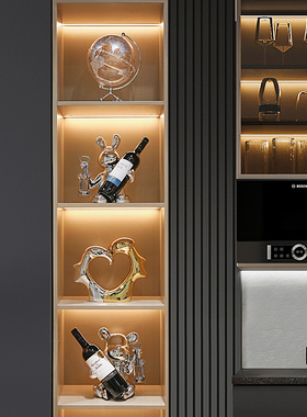 酒柜装饰品现代创意家居玄关w电镀银红酒架电视柜轻奢高档客厅摆