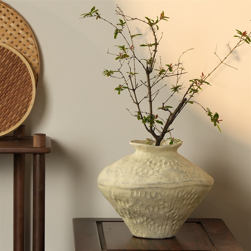 陶瓷花瓶复古新中式陶罐侘寂风感插花花瓶客厅Q台面摆件装饰品粗