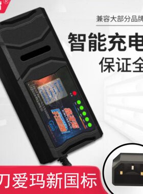 关AAH6公头V3智能电动车电瓶充电器V2048V12A自动0机小刀0爱玛H72