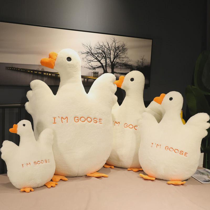 大白鹅靠枕抱枕腰靠床上靠背扁平风可拆洗可爱R白鹅抱枕家居装饰