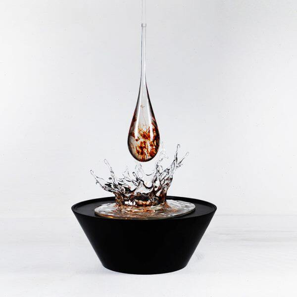 大型水滴吊饰透明浪花摆件售楼处酒店喷泉造景流水波纹玻璃钢雕塑