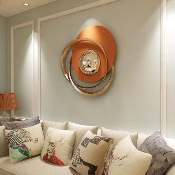 现代轻奢铁艺镜子墙面装饰挂件客厅玄关沙发背景墙上创意壁挂装饰