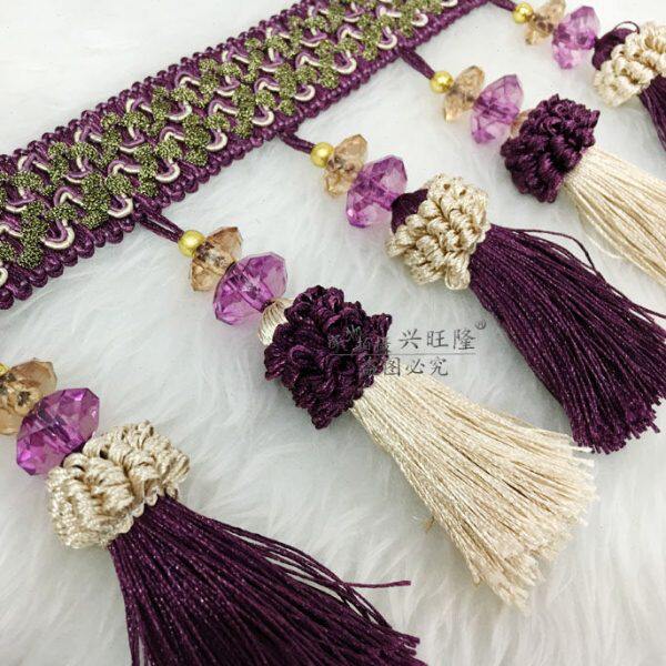 包邮欧式窗帘配件辅料流苏吊珠窗帘帘头装饰花边双碟水晶草莓吊穗