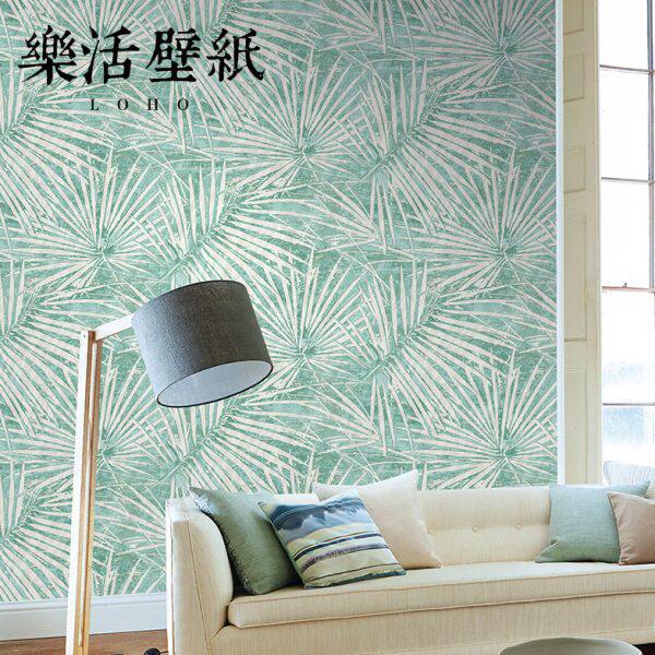 绿色叶子热带植物芭蕉叶墙纸复古客厅卧室背景墙壁纸东南亚南洋风