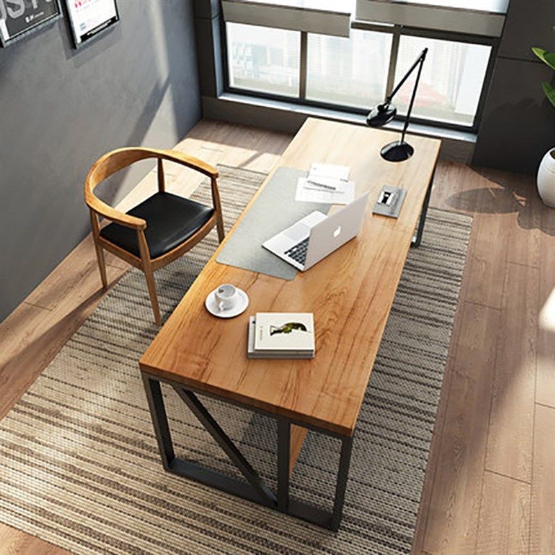 北欧客厅实木办公工作室老板简约工作台铁艺创意经理单人电脑桌