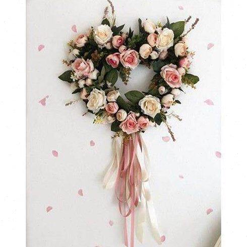 门上挂的花环婚房门装饰爱心卧室门挂饰门饰新年背景花墙挂件~