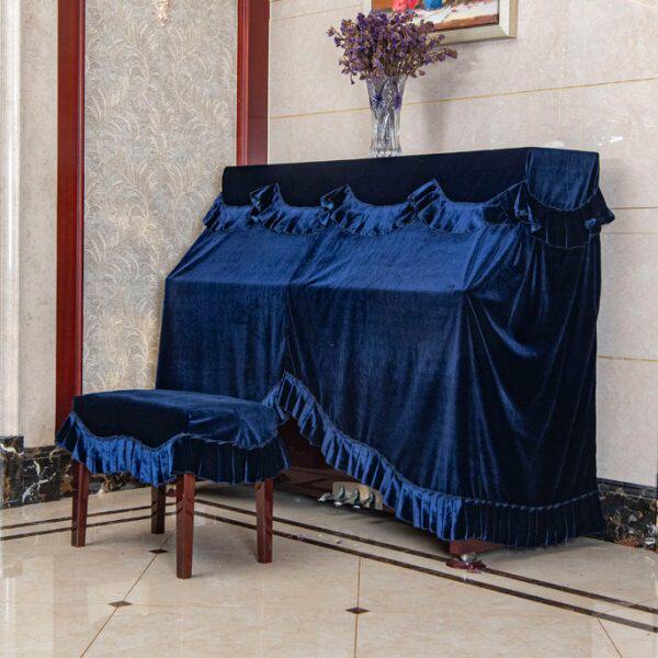 音月钢琴罩防尘罩加厚丝绒立式琴罩欧式简约钢琴凳套罩子