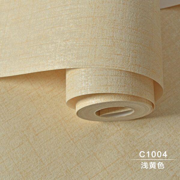 亚麻米黄纯素色斑驳现代简约墙纸客厅米白灰色斑点无纺布壁纸卧室