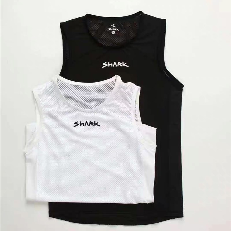SHARK排汗衫速干无袖吸汗打底运动健身背心网眼骑行服内上衣短袖