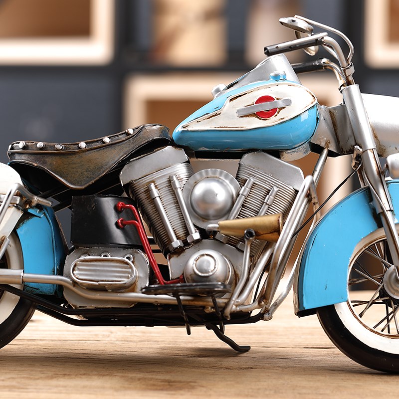 复古金属仿真哈雷摩托车模型摆件美式铁艺机车创意酒吧客厅装饰品