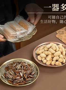 15cm贡盘香盘家用合金青古色z果盘吉祥财神观音供奉用品上供佛前